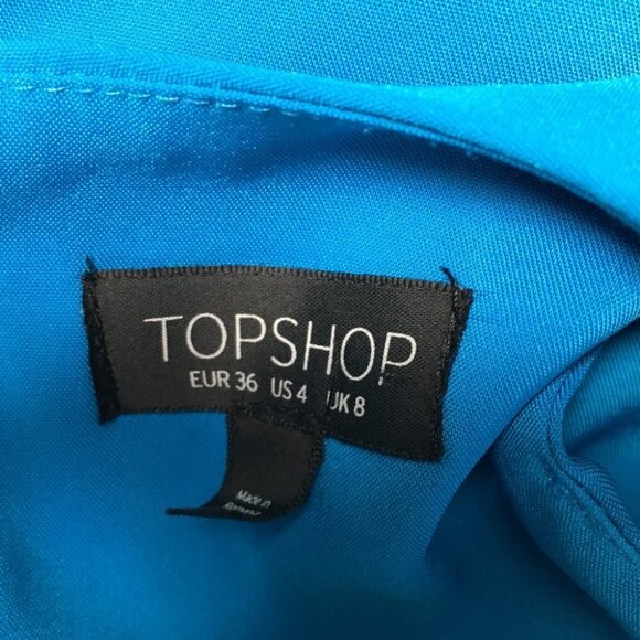 Topshop Assymetrical Blue Dress Sleeveless Size 4 - Picture 9 of 9